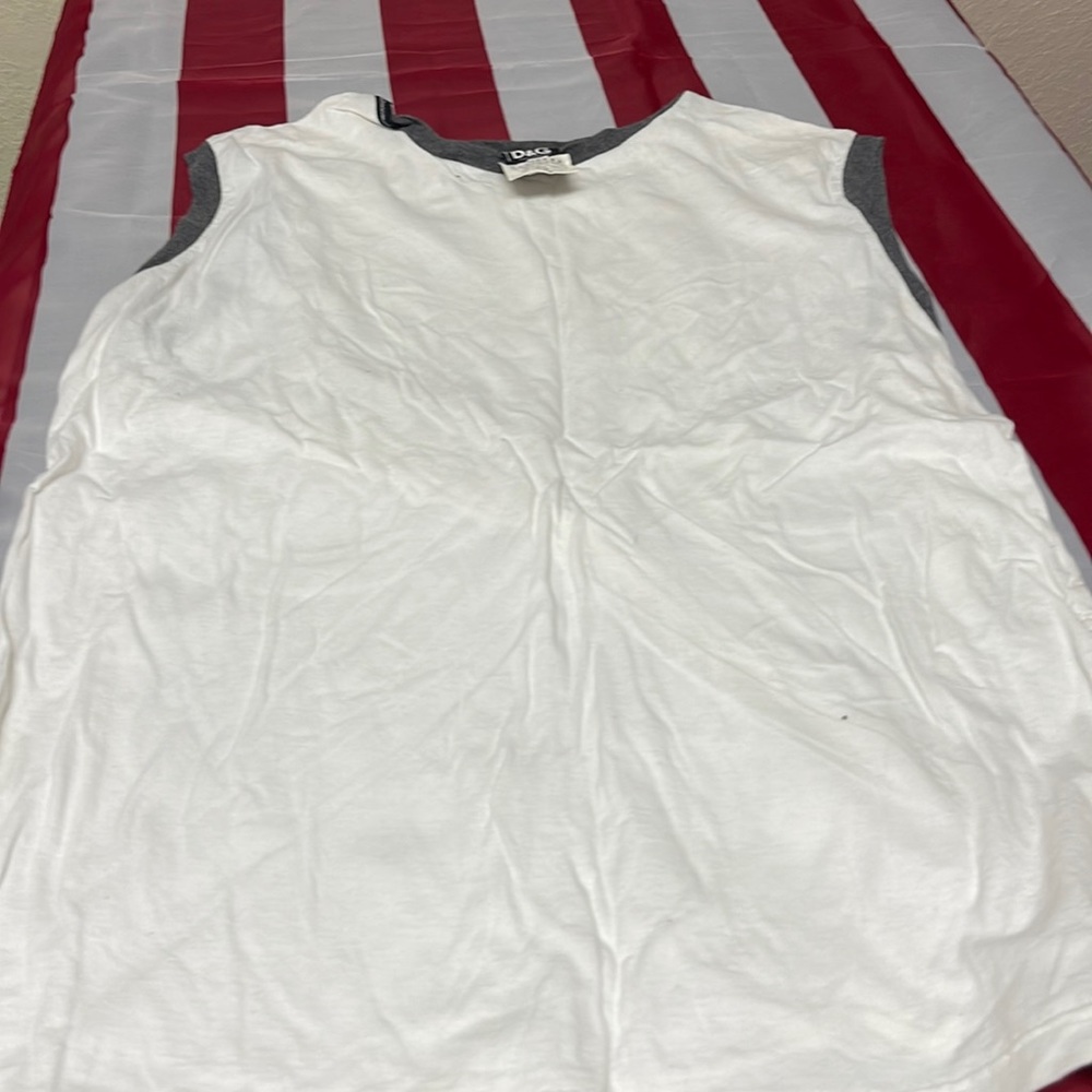 Dolce gabbana white mens sleeveless gray collar